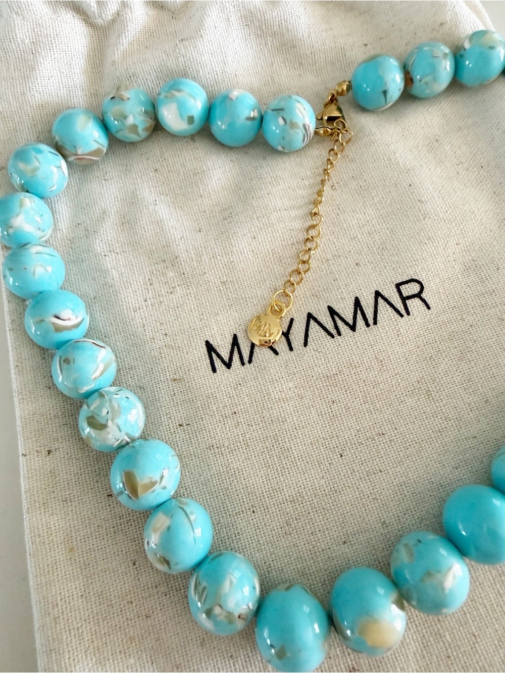 MAYAMAR Turquoise Beaded Baroque Pearl Statement Necklace NEW - Picture 5 of 6
